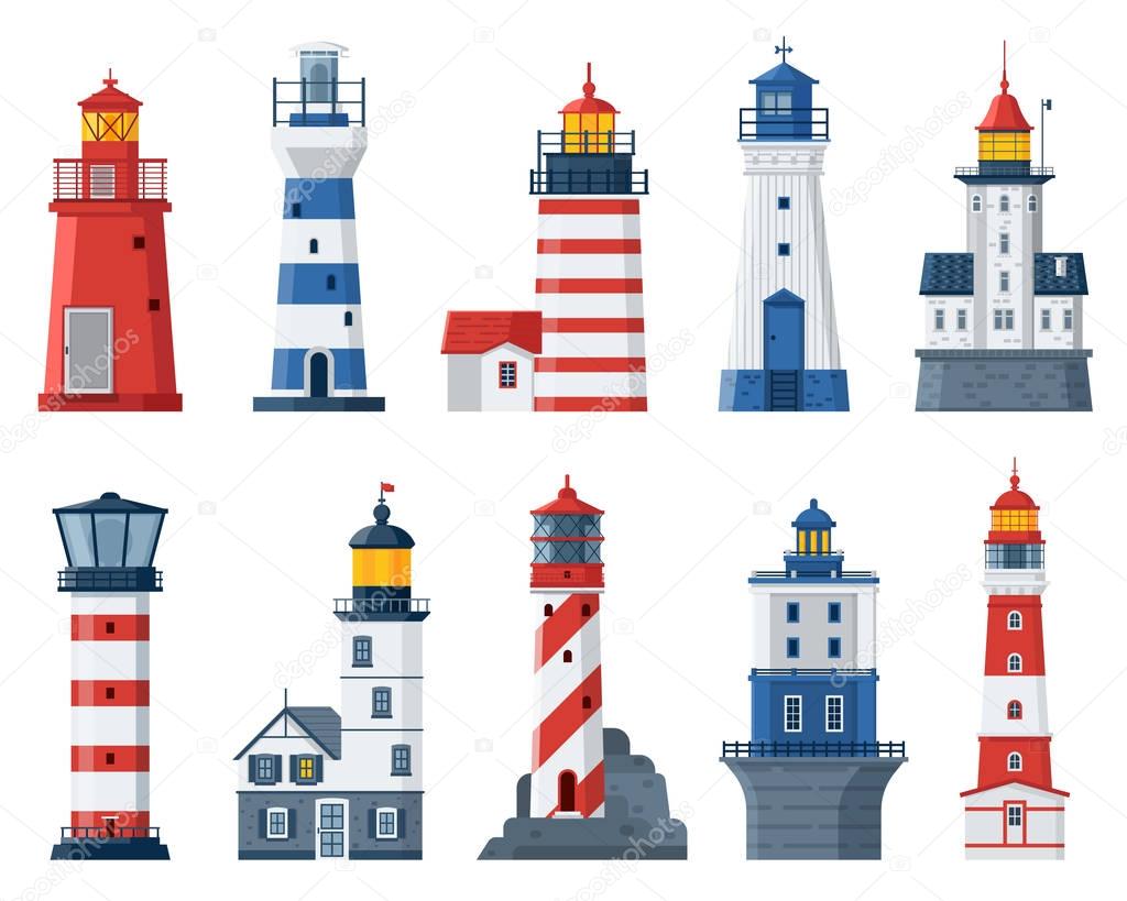 Flat Lighthouses and Sea Guide Lights