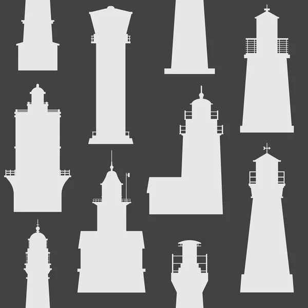 Faros y luces de búsqueda Iconos — Vector de stock