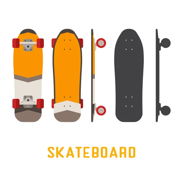 Kort Skateboard botten-, sido- och ovanifrån — Stock vektor