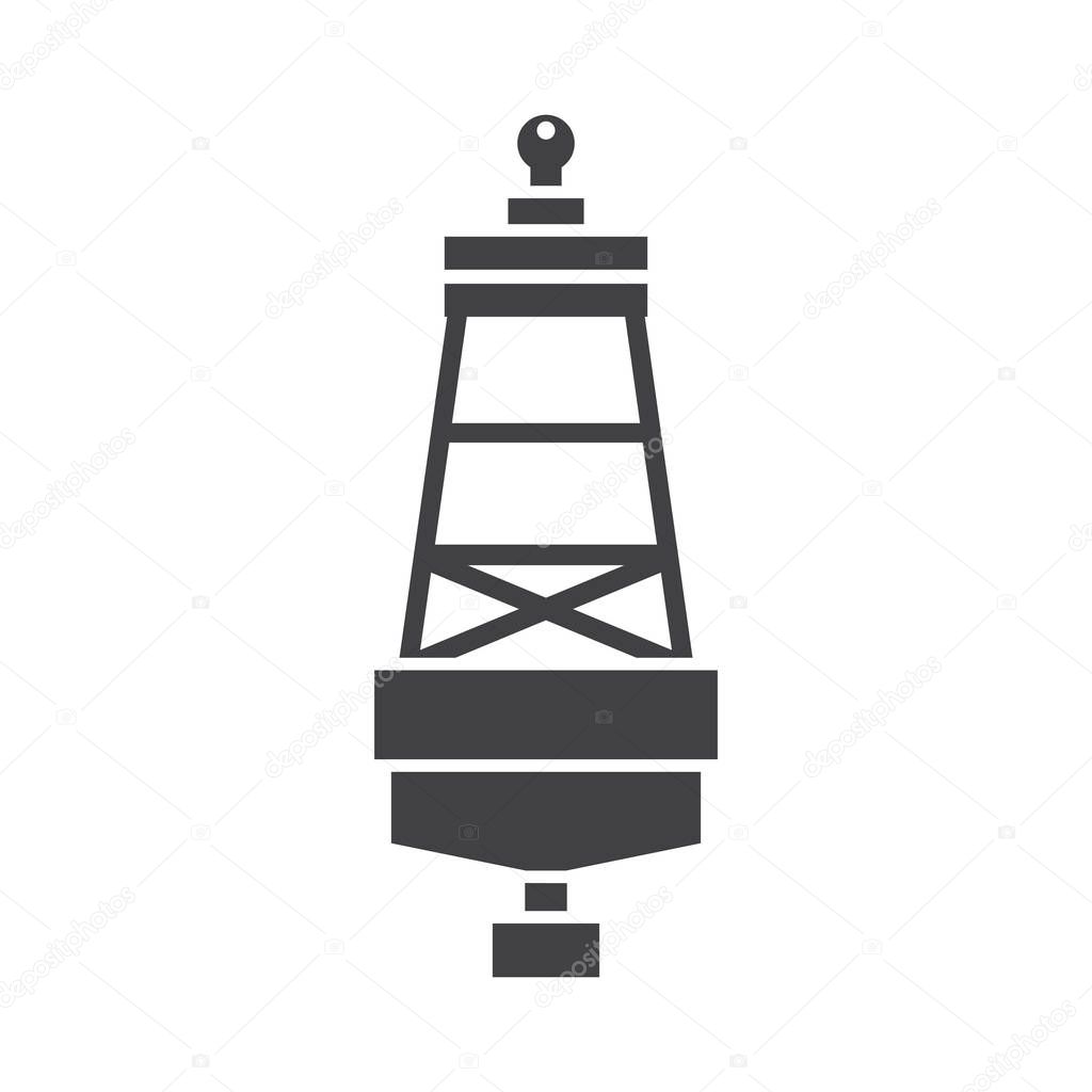 Maritime lateral mark silhouette vector illustration. Floating sea buoy icon. Maritine navigation marker logo or label template.