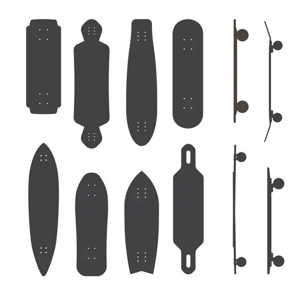 不同类型的滑板甲板设置 — 图库矢量图片