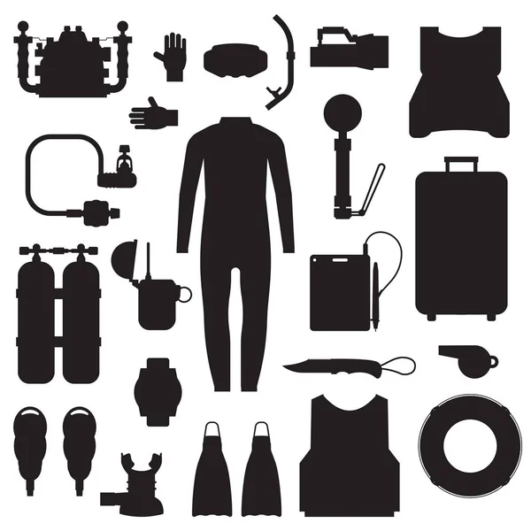 Diving and Snorkeling Gear Icons — стоковый вектор