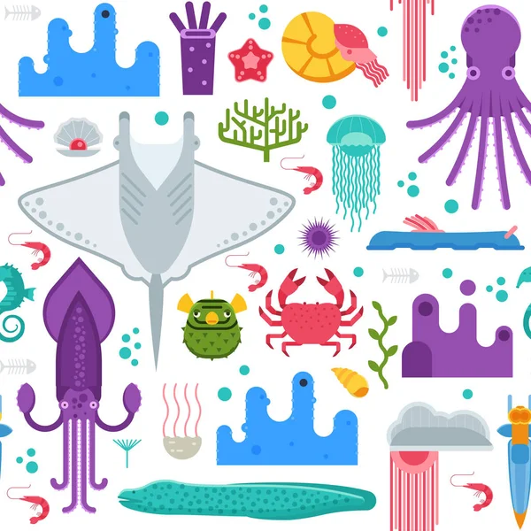 Animaux de mer motif sans couture — Image vectorielle