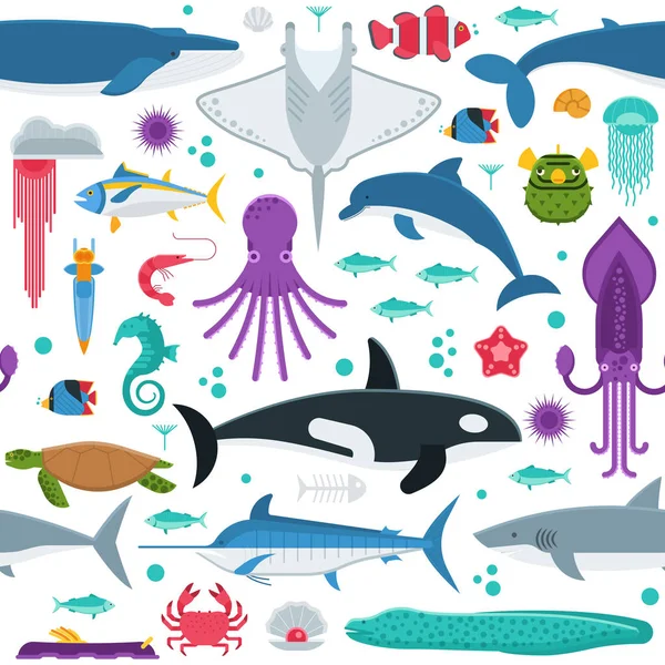 Animaux de mer motif sans couture — Image vectorielle