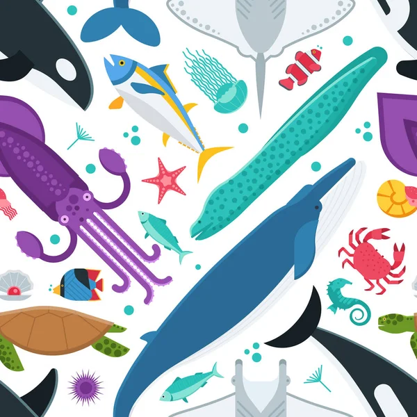 Animales marinos patrón sin costura — Archivo Imágenes Vectoriales