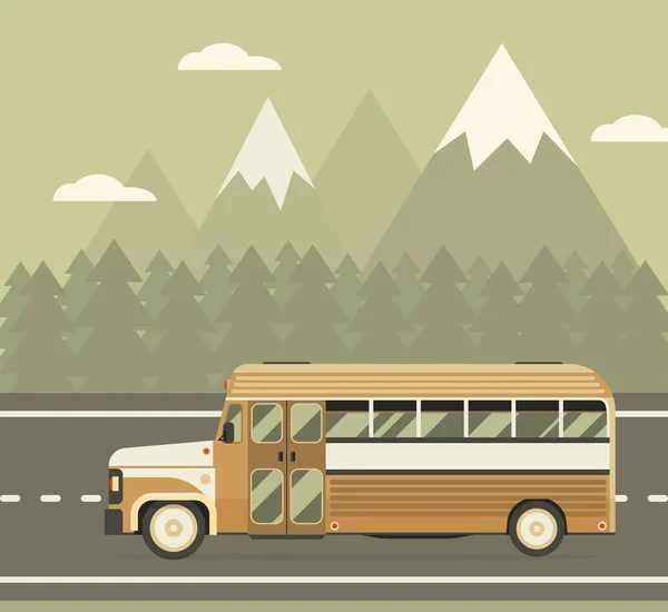 Voyage en bus sur l'autoroute Concept — Image vectorielle