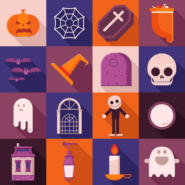 Halloween hosszú árnyék ikonok — Stock Vector