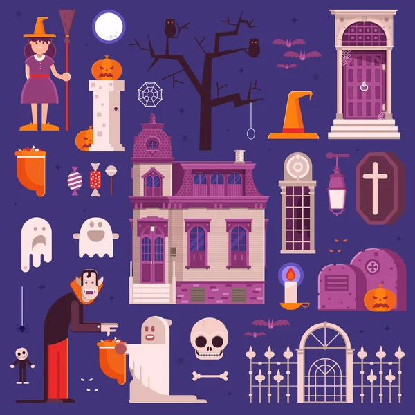 Halloween Elementos e ícones Coleção — Vetor de Stock