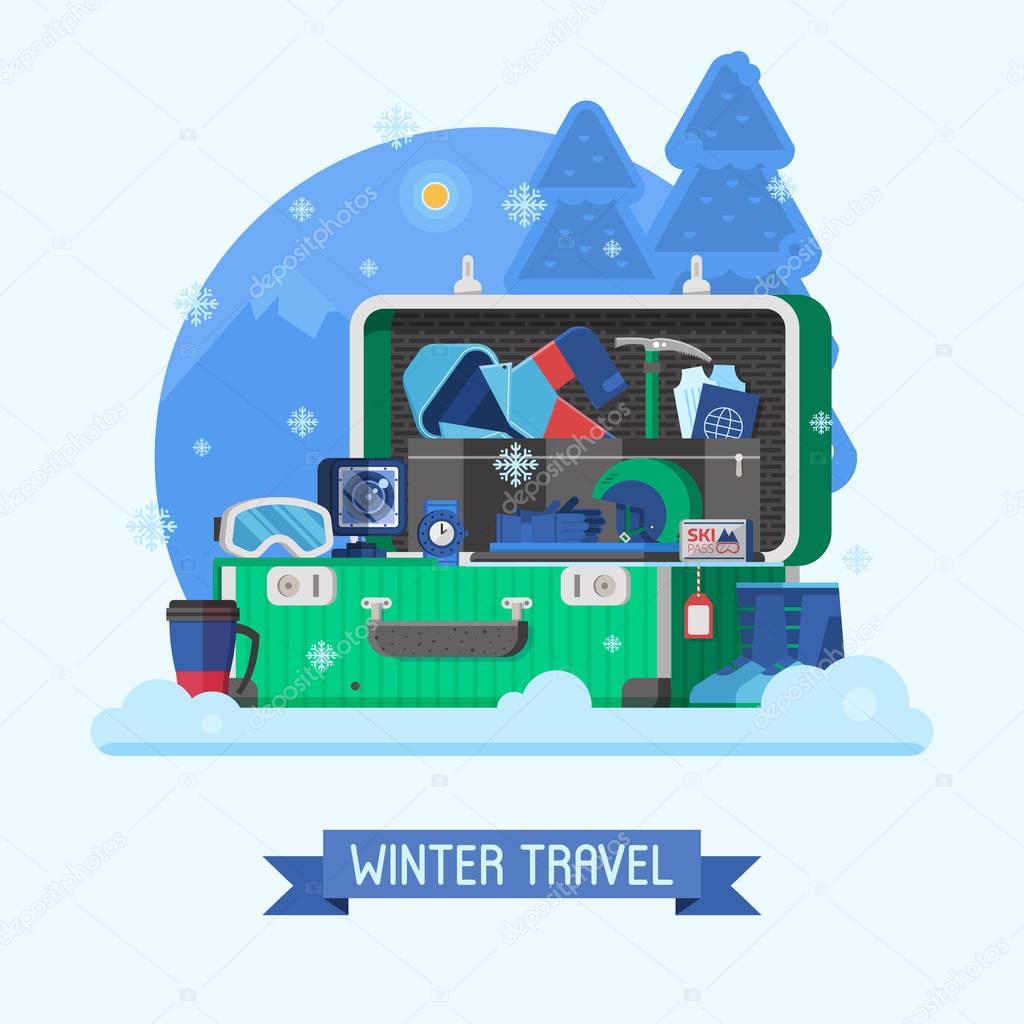 Winter Travel Suitcase Fully Stuffed