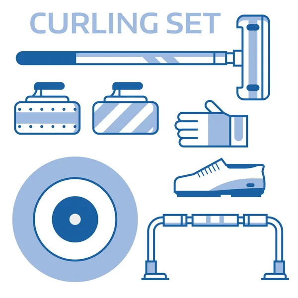 Iconos de contorno del equipo de curling — Vector de stock