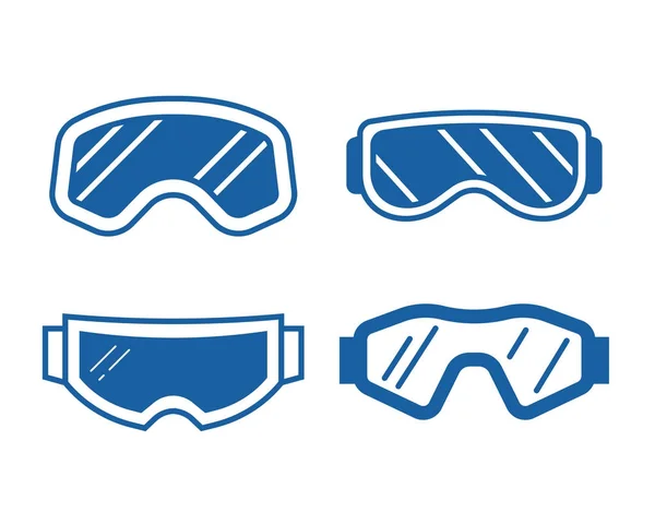 Iconos Gafas Snowboard Esquí Ambientados Estilo Line Esquí Snowboard Gafas — Vector de stock