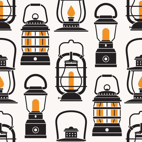 Etiquetas de linterna de camping vintage — Vector de stock