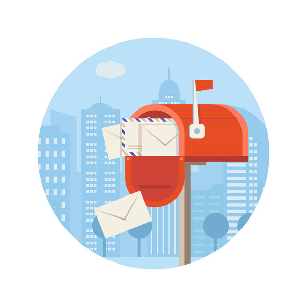Векторная икона почтовой службы с почтовым ящиком
