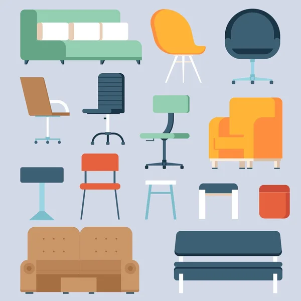 Otthoni és irodai székek és kanapék — Stock Vector