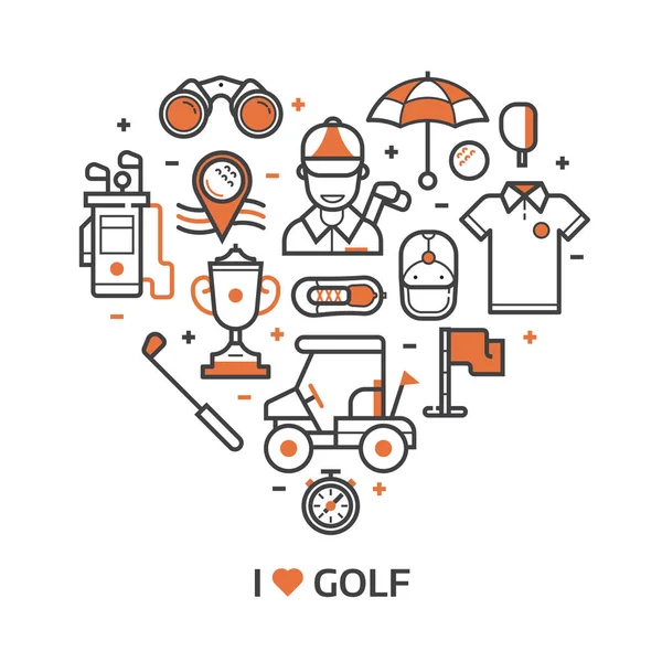 Play Golf Print with Golf Icons — Stock Vector