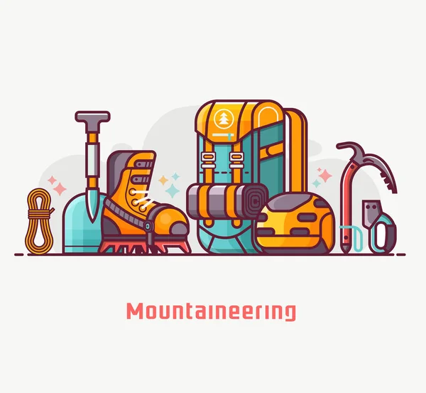 Hegymászás, a túrázás és hegymászás koncepció — Stock Vector