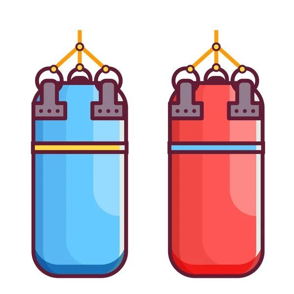 Iconos de saco de boxeo rojo y azul — Vector de stock