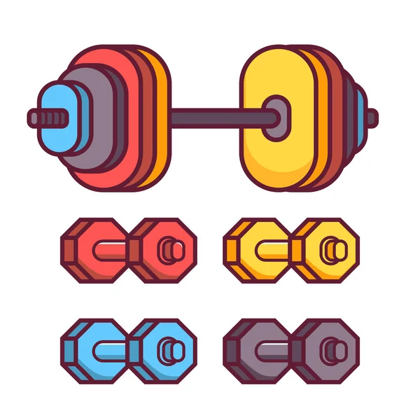 Barbell and Dumbbell Icons — Stock Vector