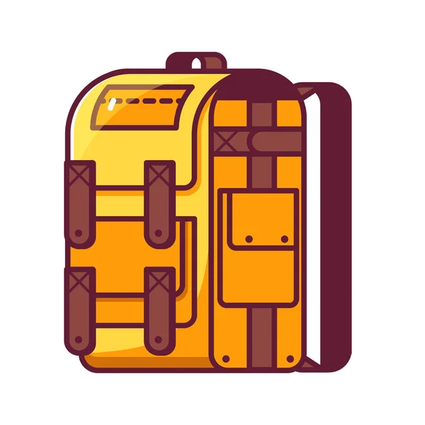 Icono de mochila de senderismo amarillo — Vector de stock