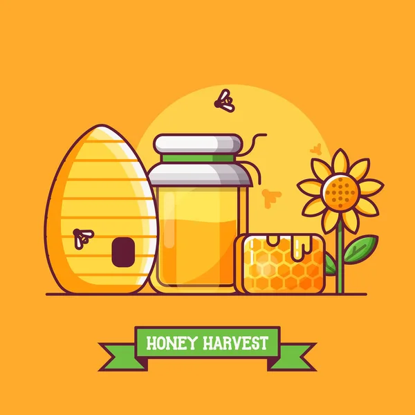 Pszczelarstwo i Honey Harvest tło — Wektor stockowy