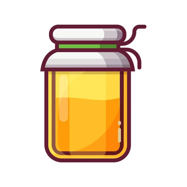 Mermelada de vidrio o icono de tarro de miel — Vector de stock