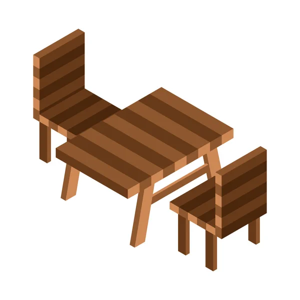 Campeggio e tavolo da picnic Icona isometrica — Vettoriale Stock