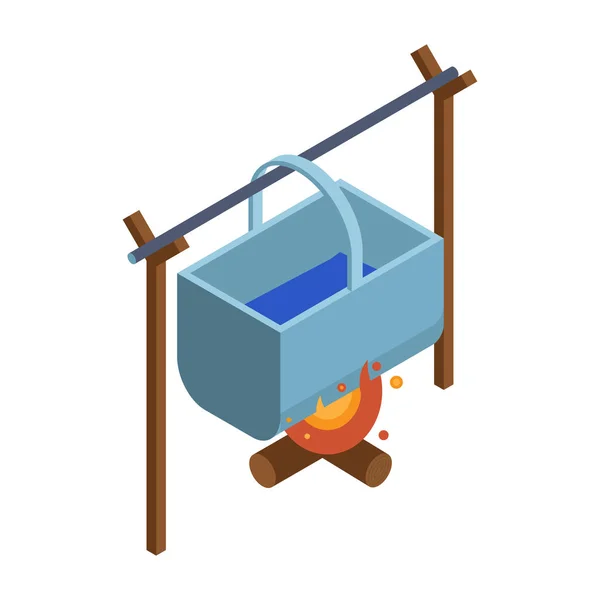 Isometric Camping Pot Icon — Stock Vector