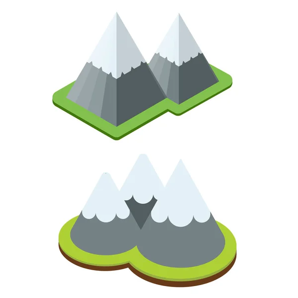 Montañas Isométricas Iconos — Vector de stock