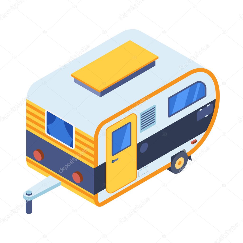 Isometric Camping Trailer Icon