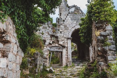 Eski yıkık Ark ve sarmaşık duvar Stari çubuğunda
