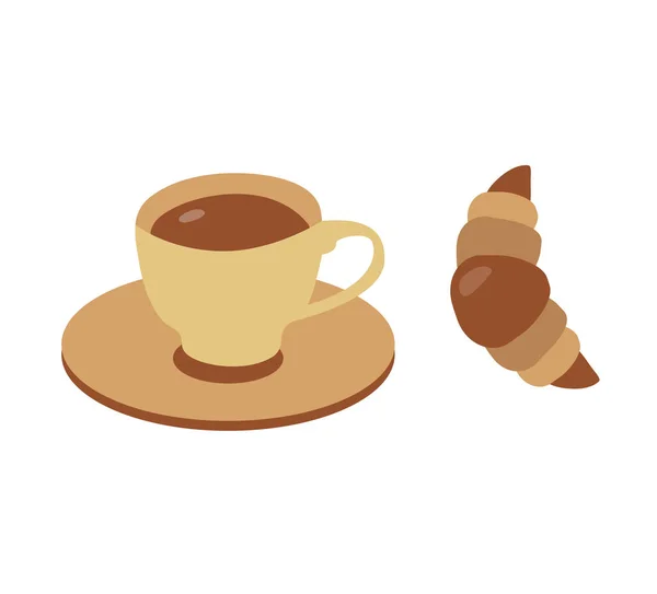 Koffie en Croissant pictogrammen — Stockvector