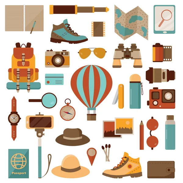 Air Balloon Travel Adventure Icons — Stock Vector