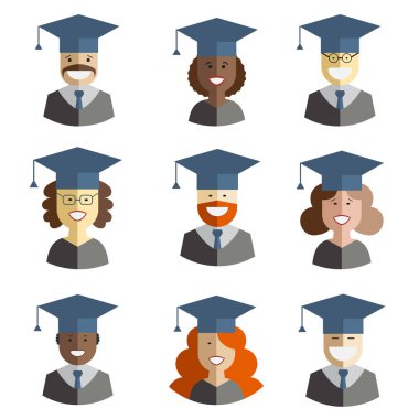 Mezuniyet adam ve kadın simgeler