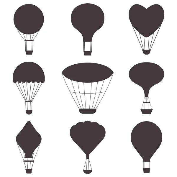 Hot Air Balloons Silhouettes — Stock Vector