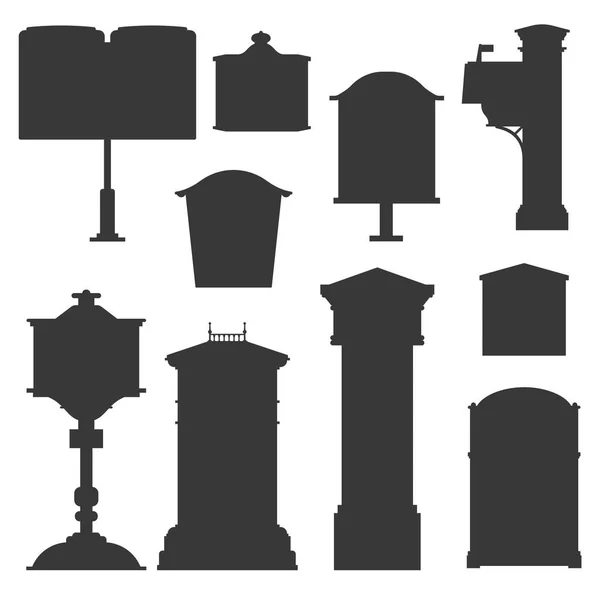 Retro Postboxes monochroom silhouetten — Stockvector
