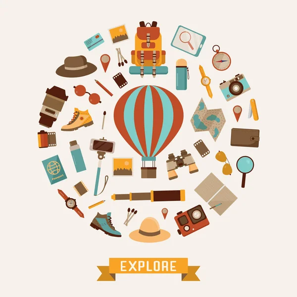 Explorer la carte aventure mondiale — Image vectorielle