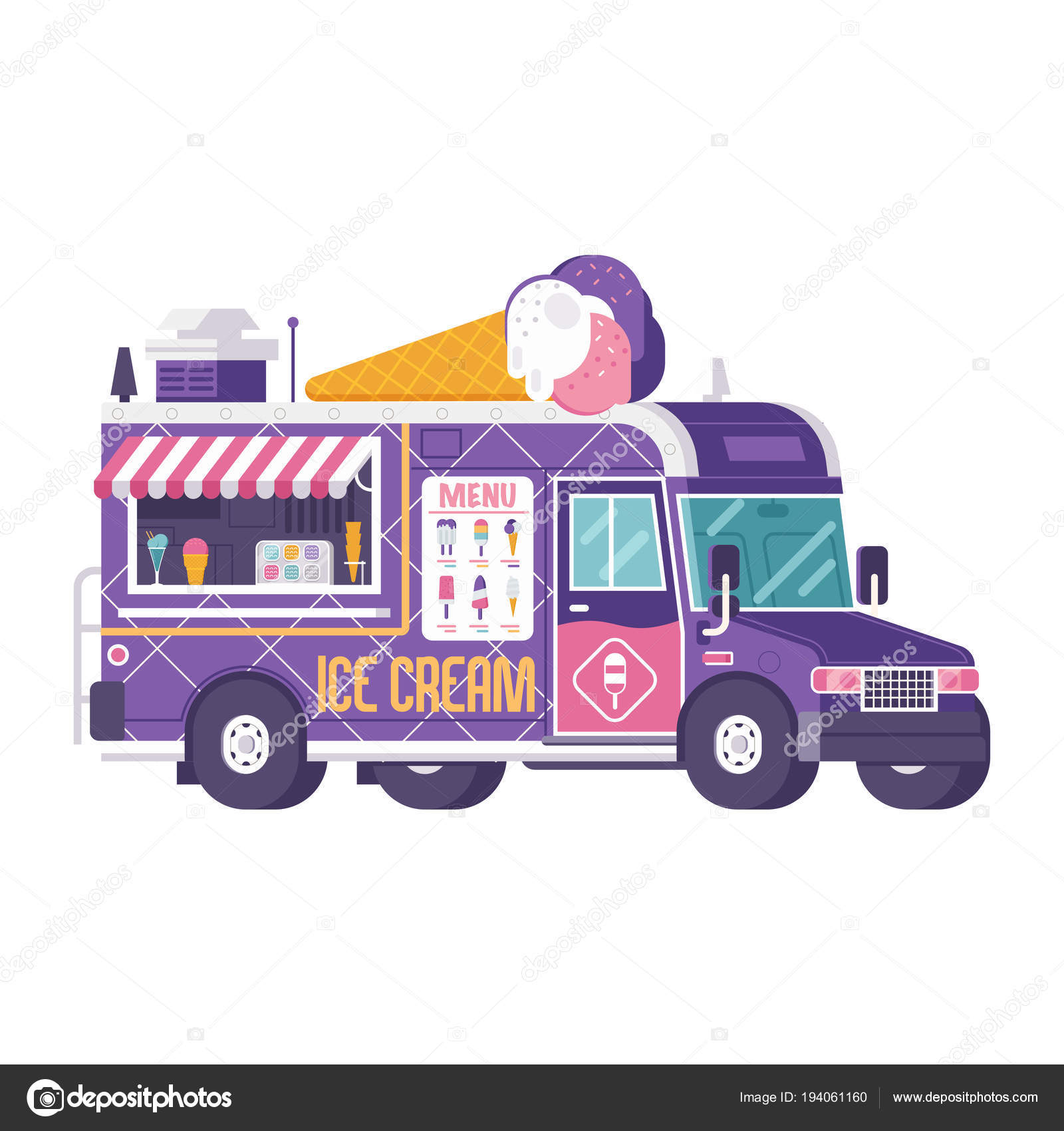 Summer Ice Cream Van or Food Truck — Stock Vector ©