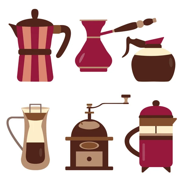 滴水咖啡壶和设备图标 — 图库矢量图片