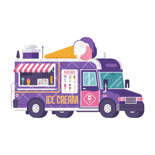 Summer Ice Cream Van or Food Truck — Stock Vector