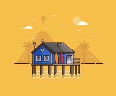 Plaj kulübe evinde Seaside arka plan