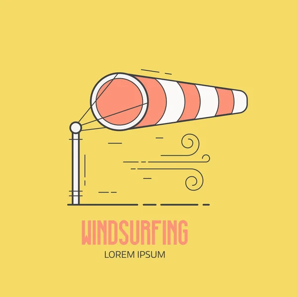 Windsurfing Logo with Wind Sock — Stock Vector