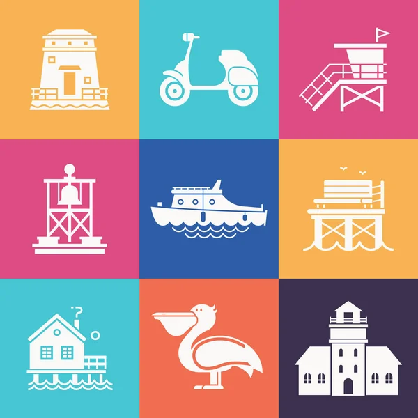 Conjunto de iconos de viaje de verano — Vector de stock