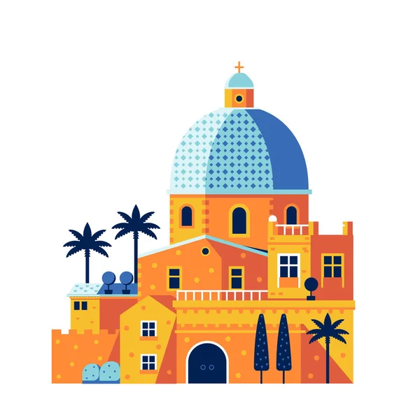 Mediterranean Classic Cathedral or Church — Stock Vector