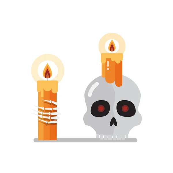 Икона "Горящие свечи в скале и костях" — стоковый вектор