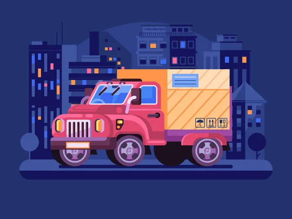 Auto Shipping Deliver Van with Parcel Scene — стоковий вектор