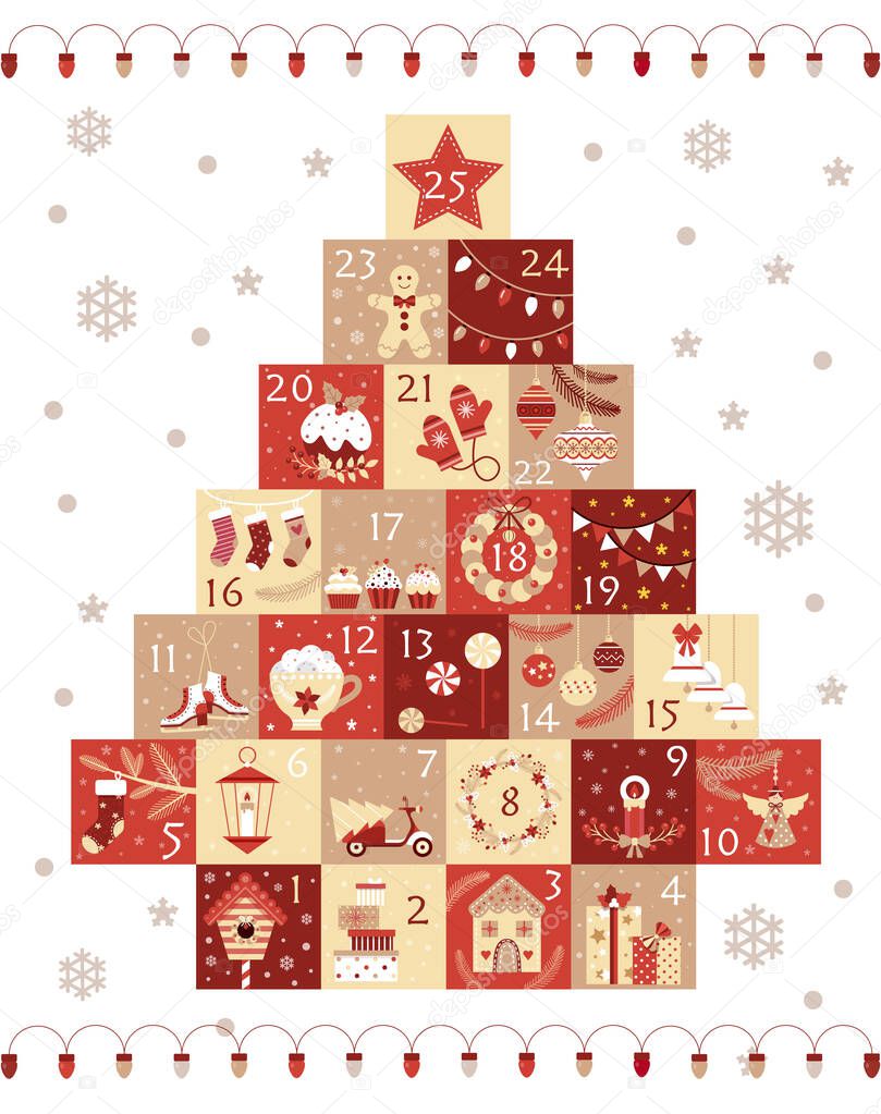 Christmas Advent Calendar with Xmas Day Numbers