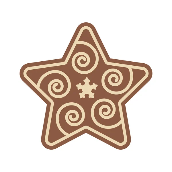 Icône de conception plate en pain d'épice en forme d'étoile de Noël — Image vectorielle