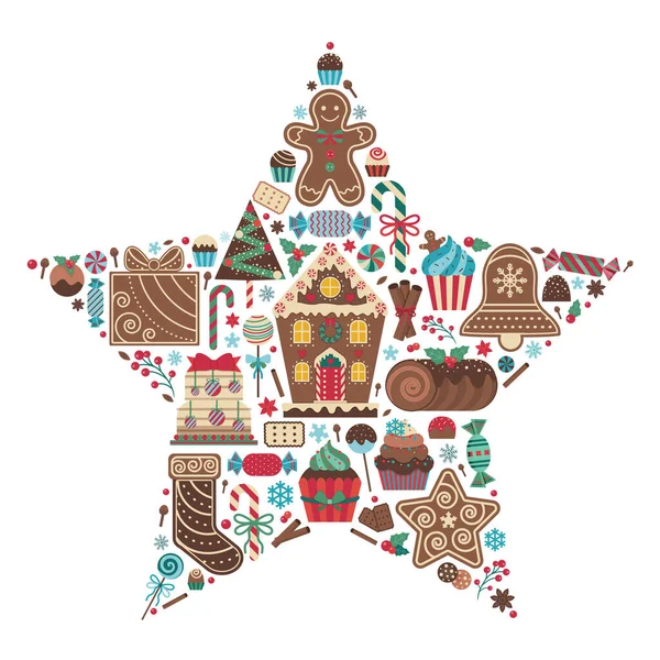 Рождественские сладости в звездной шапке — стоковый вектор