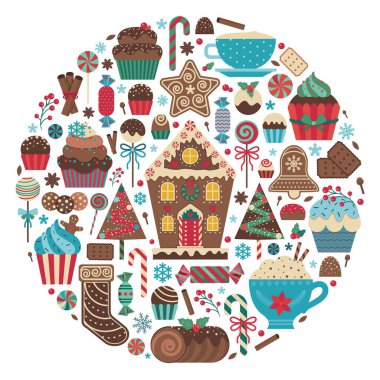 Çember Şeklinde Noel Tatlıları Yazdırma