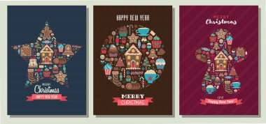 Merry Xmas ve mutlu yeni yıl kartları